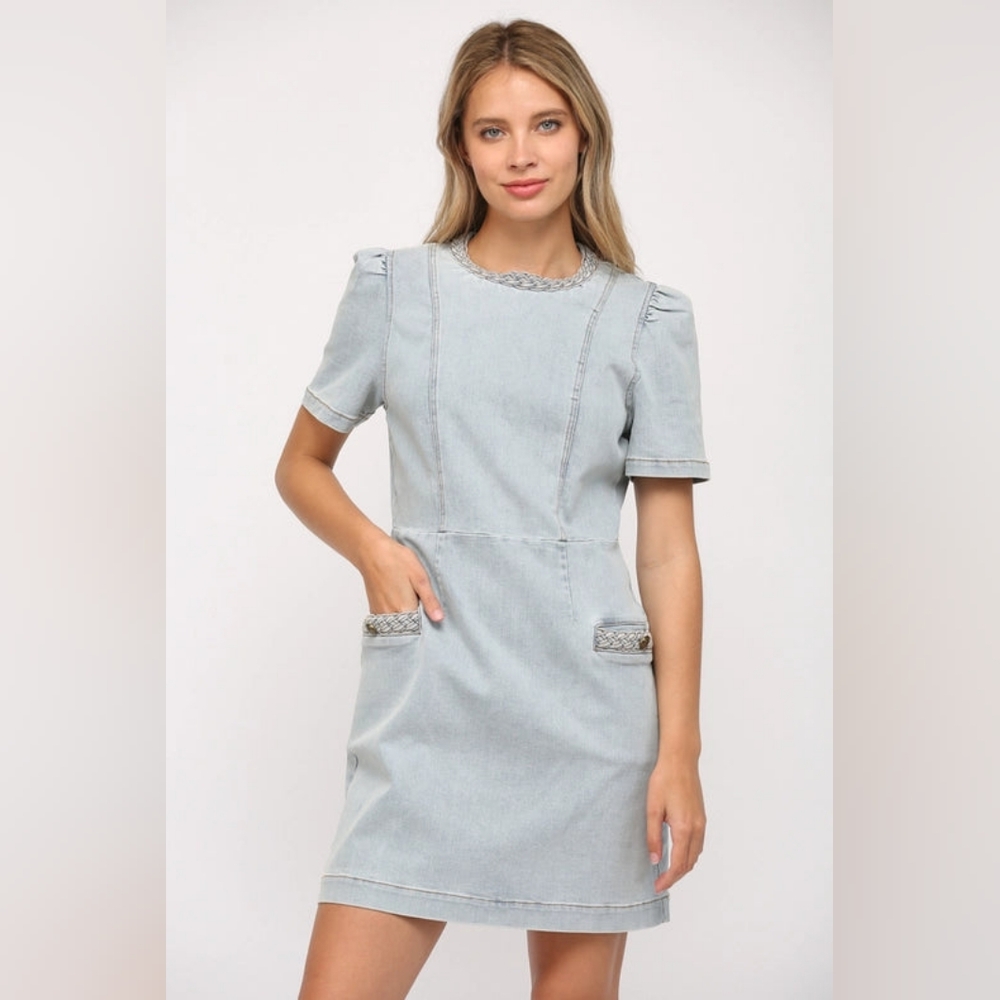 Fate|Braided Denim Mini Dress| Large